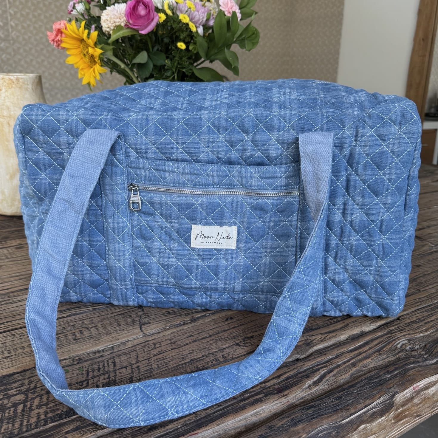 Moon Nude Denim Large Duffel Bag